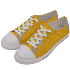 Hexagons Yellow Honeycomb Hive Bee Hive Pattern Women s Low Top Canvas Sneakers by artworkshop