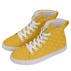 Hexagons Yellow Honeycomb Hive Bee Hive Pattern Women s Hi-top Skate Sneakers by artworkshop
