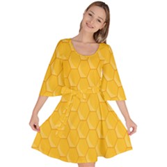 Hexagons Yellow Honeycomb Hive Bee Hive Pattern Velour Kimono Dress