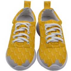 Hexagons Yellow Honeycomb Hive Bee Hive Pattern Kids Athletic Shoes by artworkshop