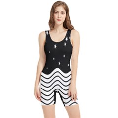 Black And White Waves And Stars Abstract Backdrop Clipart Women s Wrestling Singlet by Amaryn4rt