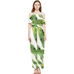 Sheets Tropical Plant Palm Summer Exotic Draped Sleeveless Chiffon Jumpsuit by artworkshop