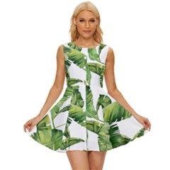 Sheets Tropical Plant Palm Summer Exotic Sleeveless Button Up Dress by artworkshop