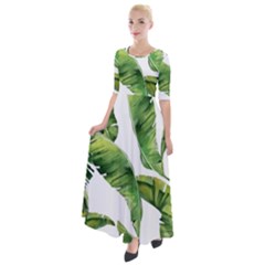 Sheets Tropical Plant Palm Summer Exotic Half Sleeves Maxi Dress by artworkshop