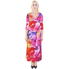 Colorful Painting Quarter Sleeve Wrap Maxi Dress by artworkshop