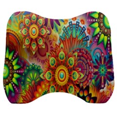 Mandalas Colorful Abstract Ornamental Velour Head Support Cushion by artworkshop