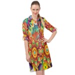 Mandalas Colorful Abstract Ornamental Long Sleeve Mini Shirt Dress