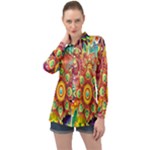 Mandalas Colorful Abstract Ornamental Long Sleeve Satin Shirt