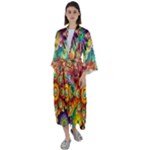 Mandalas Colorful Abstract Ornamental Maxi Satin Kimono