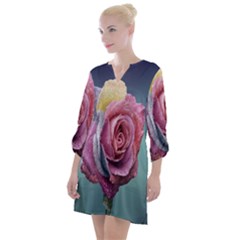Rose Flower Love Romance Beautiful Open Neck Shift Dress by artworkshop
