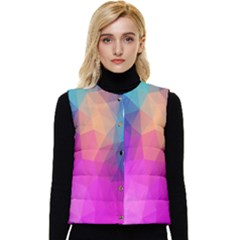 Triangles Polygon Color Women s Short Button Up Puffer Vest by artworkshop