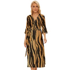 Tiger Animal Print A Completely Seamless Tile Able Background Design Pattern Midsummer Wrap Dress by Amaryn4rt