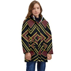 Abstract Pattern Geometric Backgrounds  Kid s Hooded Longline Puffer Jacket by Eskimos