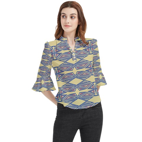 Abstract Pattern Geometric Backgrounds  Loose Horn Sleeve Chiffon Blouse by Eskimos