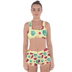 Watermelon Leaves Cherry Background Pattern Racerback Boyleg Bikini Set by nate14shop