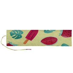 Watermelon Leaves Cherry Background Pattern Roll Up Canvas Pencil Holder (l) by nate14shop