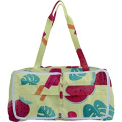 Watermelon Leaves Cherry Background Pattern Multi Function Bag by nate14shop