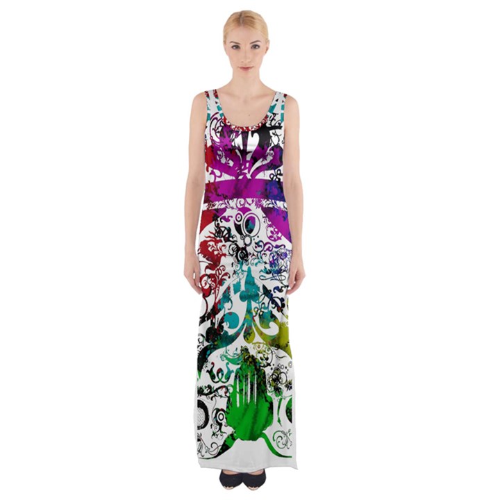 Abstrak Thigh Split Maxi Dress