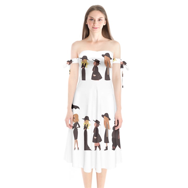 American Horror Story Cartoon Shoulder Tie Bardot Midi Dress