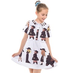 American Horror Story Cartoon Kids  Short Sleeve Shirt Dress by nate14shop