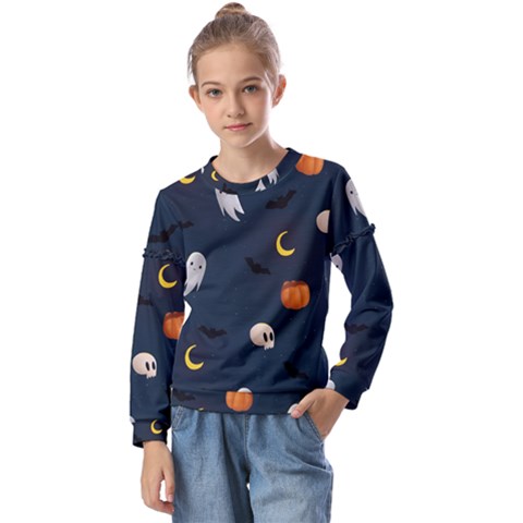 Halloween Kids  Long Sleeve Tee With Frill  by nate14shop