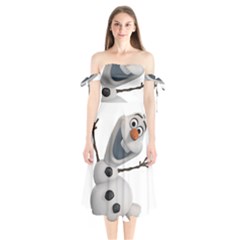 Frozen Shoulder Tie Bardot Midi Dress