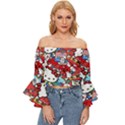 Hello-kitty Off Shoulder Flutter Bell Sleeve Top View1