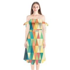 Geometric Shoulder Tie Bardot Midi Dress by nate14shop