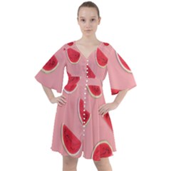 Water Melon Red Boho Button Up Dress by nate14shop