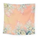 Peach Spring Frost On Flowers Fractal Square Tapestry (Large) View1
