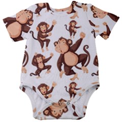 Monkey-seamless-pattern Baby Short Sleeve Onesie Bodysuit by Jancukart