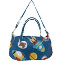 Seamless-pattern-vector-with-spacecraft-funny-animals-astronaut Removal Strap Handbag View2