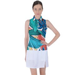 Leaves Tropical Exotic Women s Sleeveless Polo Tee by artworkshop
