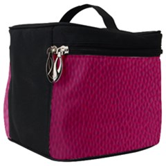 Pink Leather Leather Texture Skin Texture Make Up Travel Bag (big) by artworkshop