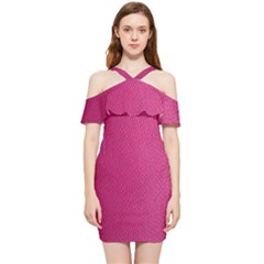 Pink Leather Leather Texture Skin Texture Shoulder Frill Bodycon Summer Dress by artworkshop
