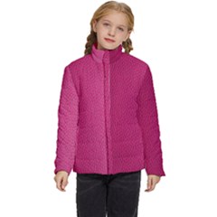 Pink Leather Leather Texture Skin Texture Kids  Puffer Bubble Jacket Coat by artworkshop