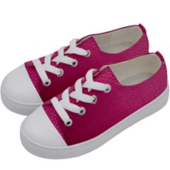Pink Leather Leather Texture Skin Texture Kids  Low Top Canvas Sneakers by artworkshop