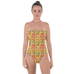 Pattern Tie Back One Piece Swimsuit by nate14shop