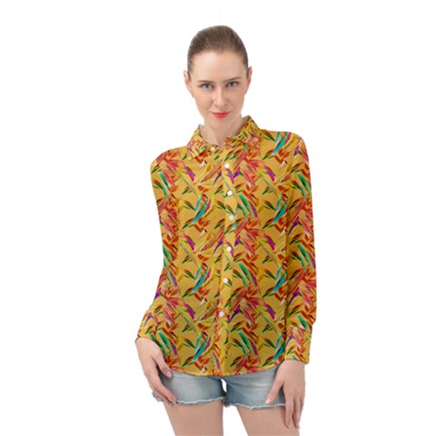 Pattern Long Sleeve Chiffon Shirt by nate14shop