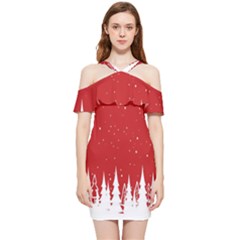 Merry Cristmas,royalty Shoulder Frill Bodycon Summer Dress by nate14shop