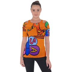 Graffiti 1 Shoulder Cut Out Short Sleeve Top by nate14shop