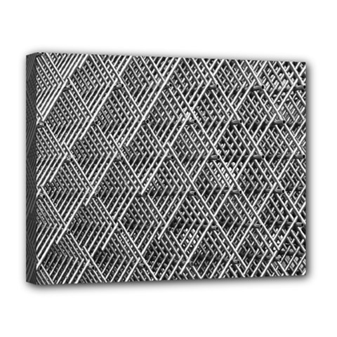 Grid Wire Mesh Stainless Rods Metal Canvas 14  X 11  (stretched) by artworkshop