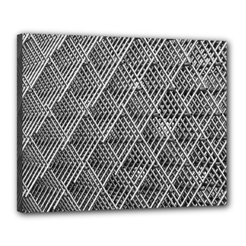 Grid Wire Mesh Stainless Rods Metal Canvas 20  X 16  (stretched) by artworkshop