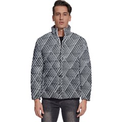 Grid Wire Mesh Stainless Rods Metal Men s Puffer Bubble Jacket Coat by artworkshop