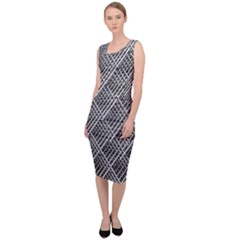 Grid Wire Mesh Stainless Rods Metal Sleeveless Pencil Dress by artworkshop