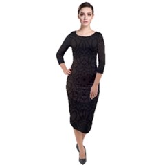 Abstract 002 Quarter Sleeve Midi Velour Bodycon Dress by nate14shop