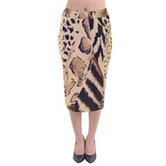 Animal-pattern-design-print-texture Velvet Midi Pencil Skirt by nate14shop