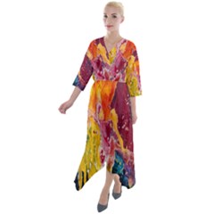 Art-color Quarter Sleeve Wrap Front Maxi Dress by nate14shop
