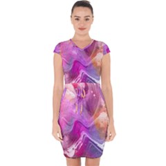 Background-color Capsleeve Drawstring Dress  by nate14shop