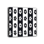 Black-and-white-flower-pattern-by-zebra-stripes-seamless-floral-for-printing-wall-textile-free-vecto Mini Canvas 4  x 4  (Stretched)